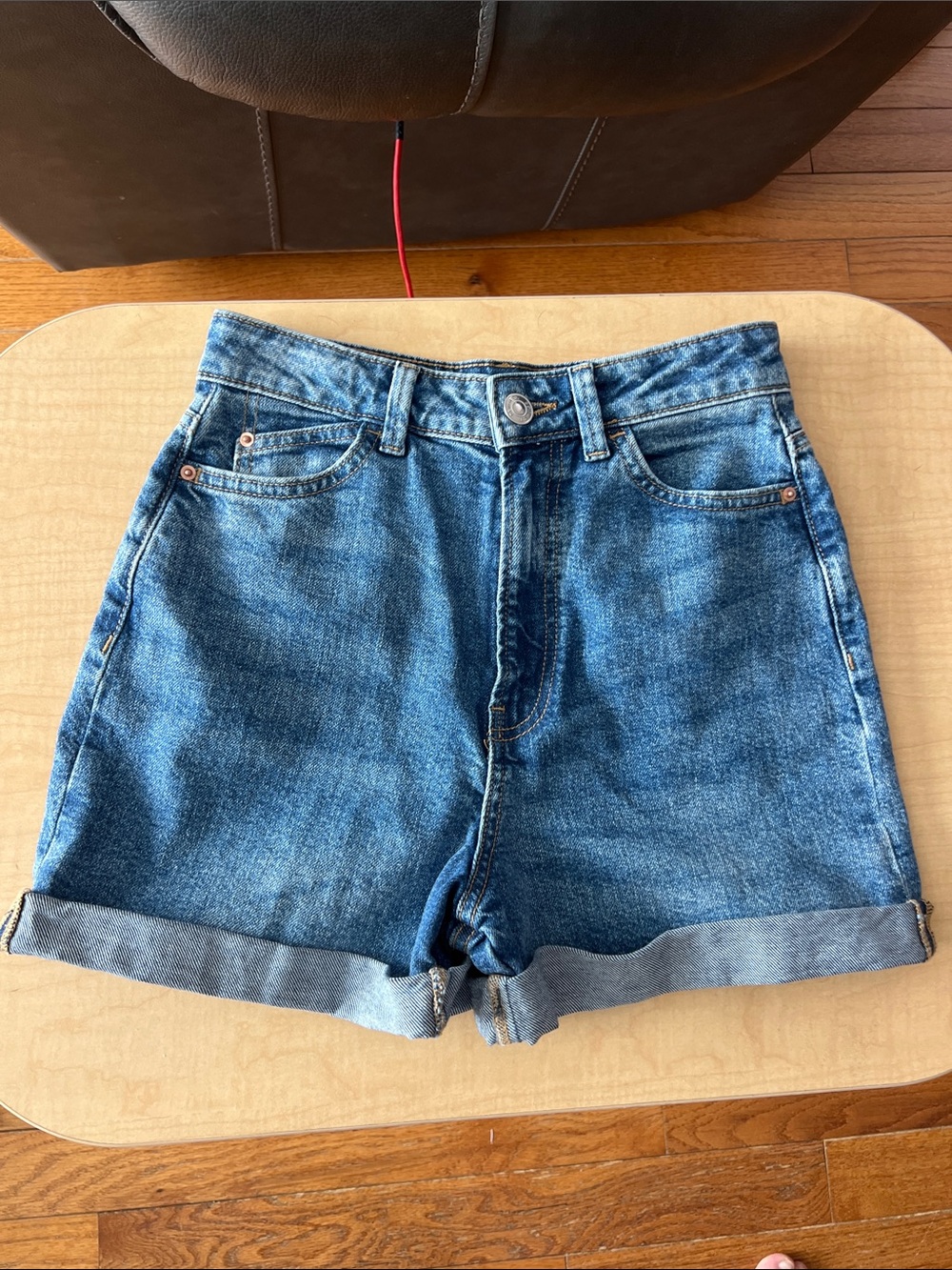 Classic High-Rise Denim Shorts - Blue